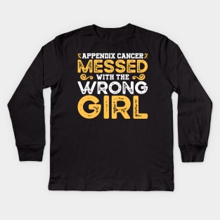 Appendix Cancer Messed With The Wrong Girl Kids Long Sleeve T-Shirt